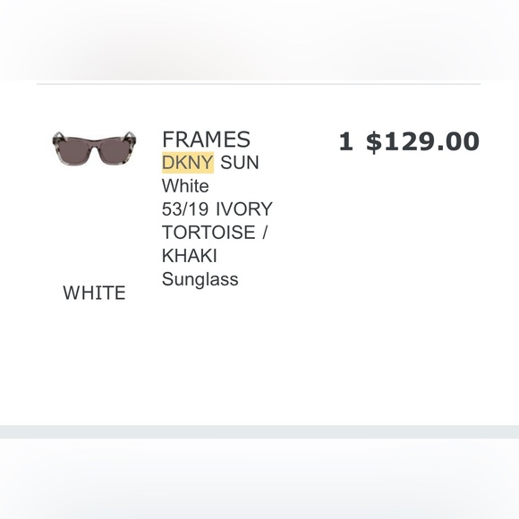 DKNY Sunglasses White 53/19 IVORY TORTOISE / KHAKI frames - Picture 6 of 6